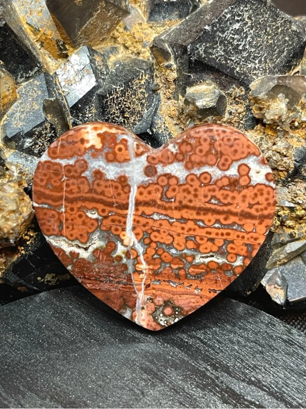 🌑Druzy Ocean Jasper Crystal Heart Carving🌑 - Picture 3 of 3